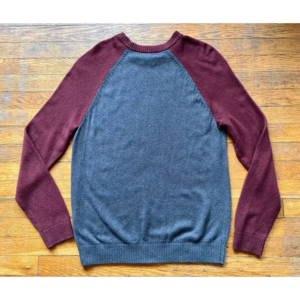 BANANA REPUBLIC Maroon/Grey Knit Pullover Sweater sz L